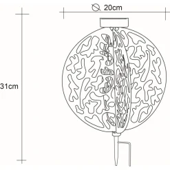 Lampe Solaire Globo Led Rouille, 1 Lumiere