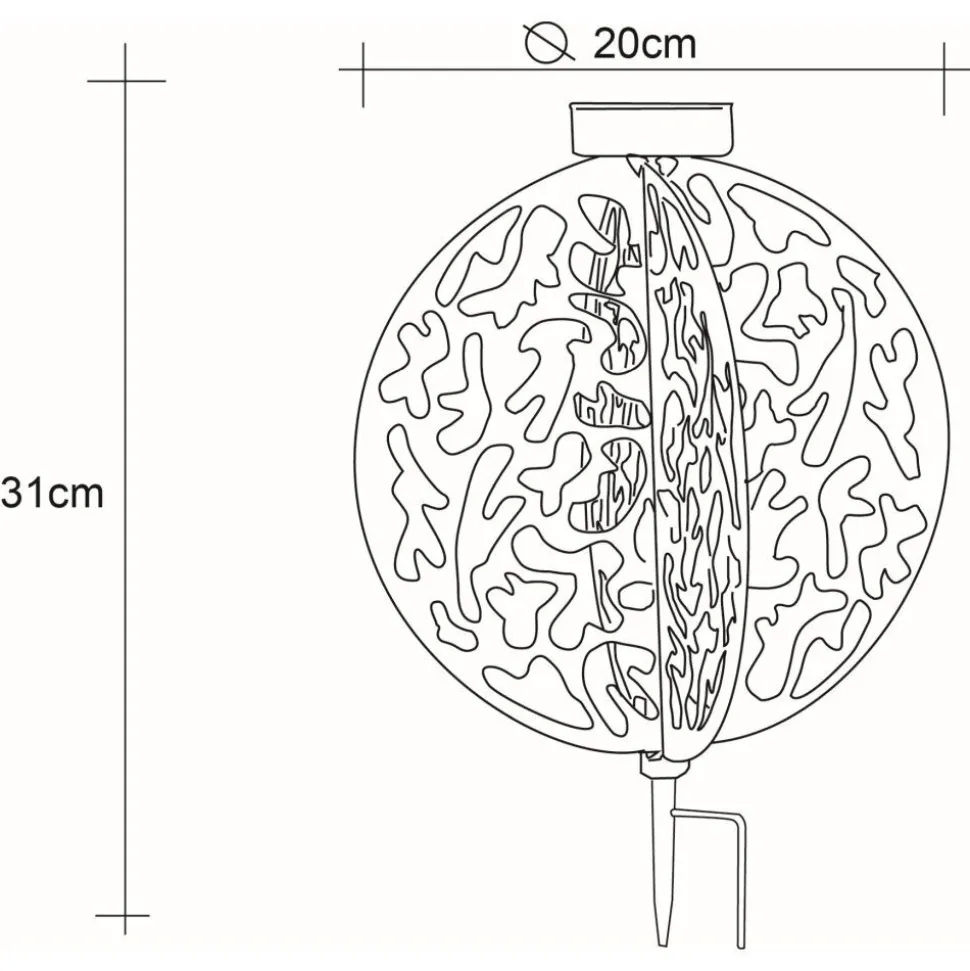 Lampe Solaire Globo Led Rouille, 1 Lumiere
