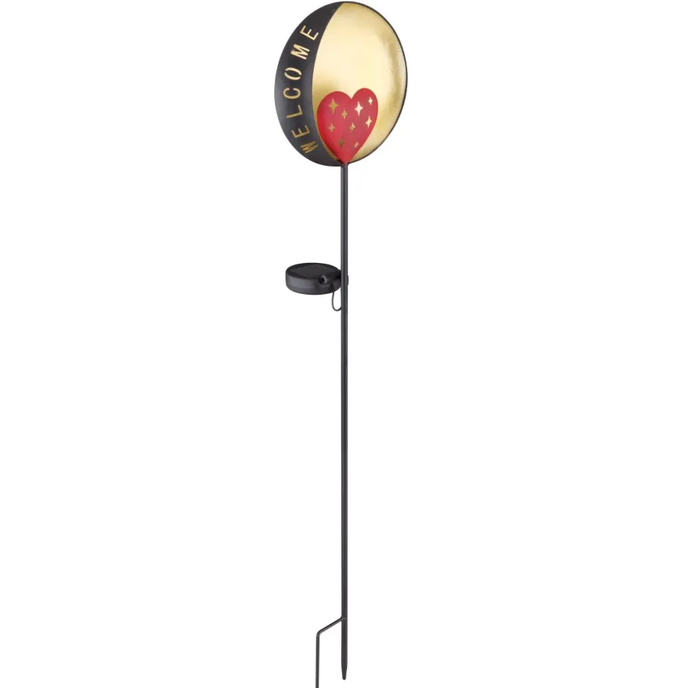 Lampe Solaire Globo Led Rouge, Noir Dore, 1 Lumiere