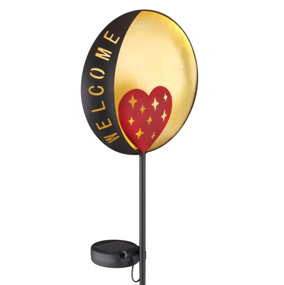 Lampe Solaire Globo Led Rouge, Noir Dore, 1 Lumiere