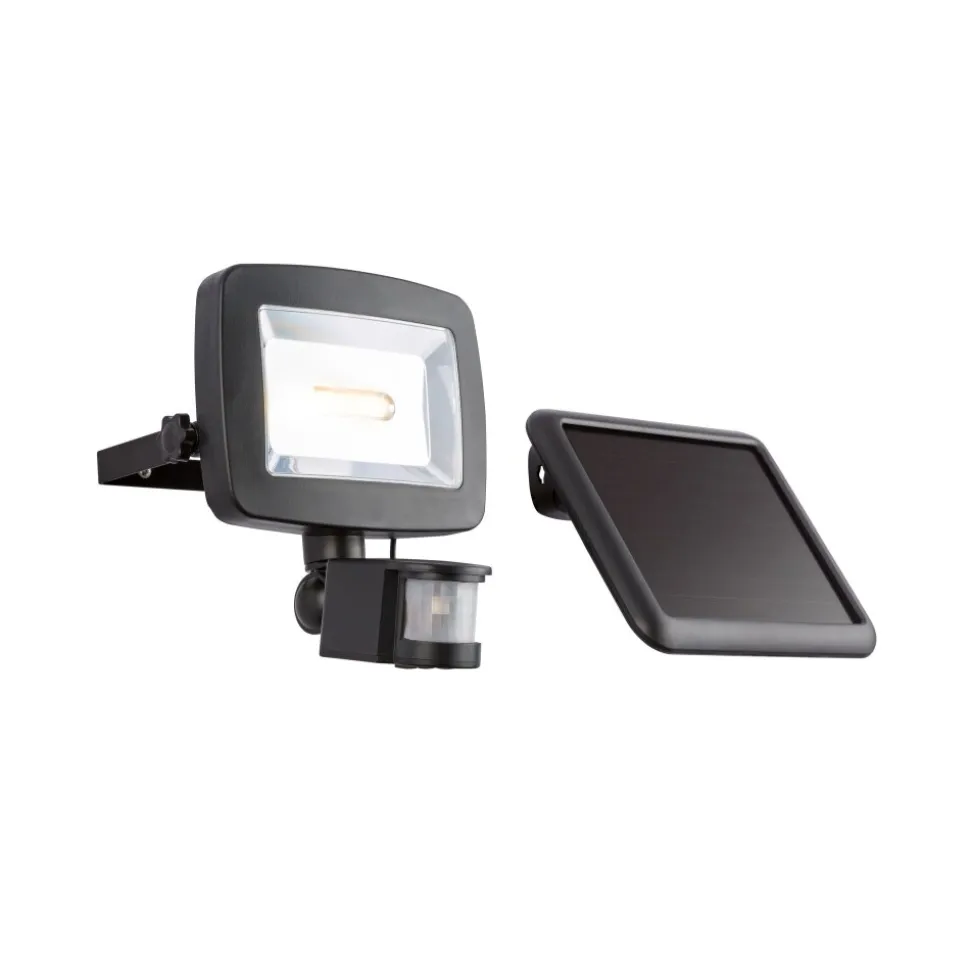 Lampe Solaire Globo Solar Led Noir, 1 Lumiere, Detecteur De Mouvement