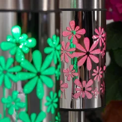 Lampe Solaire Gorizia Led Acier Inoxydable, 2 Lumieres, Changeur De Couleurs