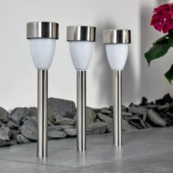 Lampe Solaire Gorizia Led Acier Inoxydable, 3 Lumieres