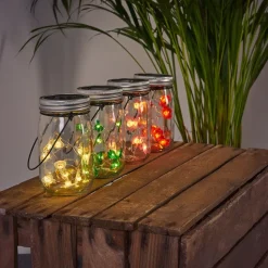 Lampe Solaire Hasselt Led Vert, Rose, Rouge, Argente, Transparent, 10 Lumieres