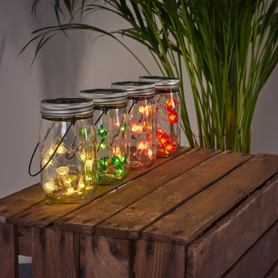 Lampe Solaire Hasselt Led Vert, Rose, Rouge, Argente, Transparent, 10 Lumieres