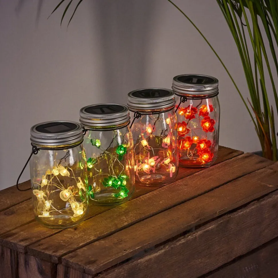 Lampe Solaire Hasselt Led Vert, Rose, Rouge, Argente, Transparent, 10 Lumieres