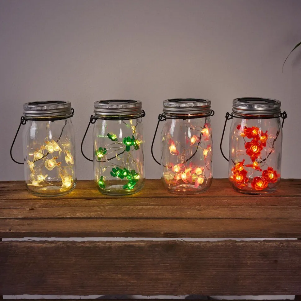 Lampe Solaire Hasselt Led Vert, Rose, Rouge, Argente, Transparent, 10 Lumieres