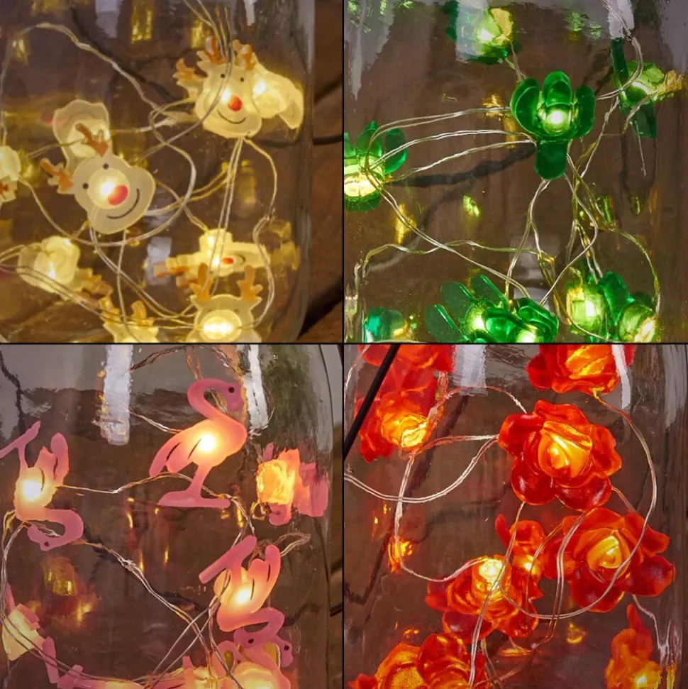 Lampe Solaire Hasselt Led Vert, Rose, Rouge, Argente, Transparent, 10 Lumieres