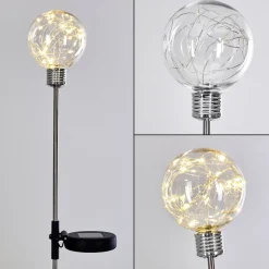Lampe Solaire Hilda Led Chrome, Transparent, 20 Lumieres