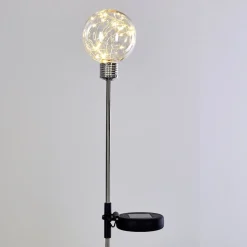 Lampe Solaire Hilda Led Chrome, Transparent, 20 Lumieres