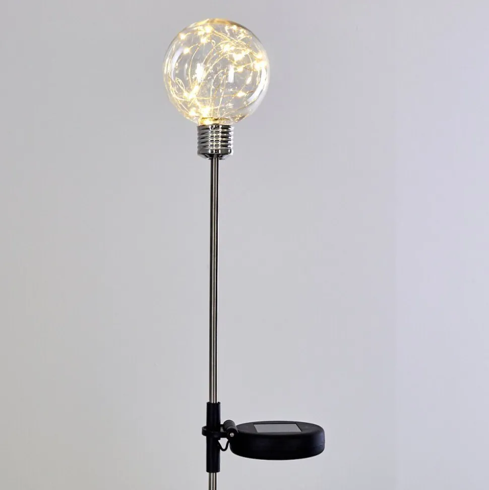 Lampe Solaire Hilda Led Chrome, Transparent, 20 Lumieres