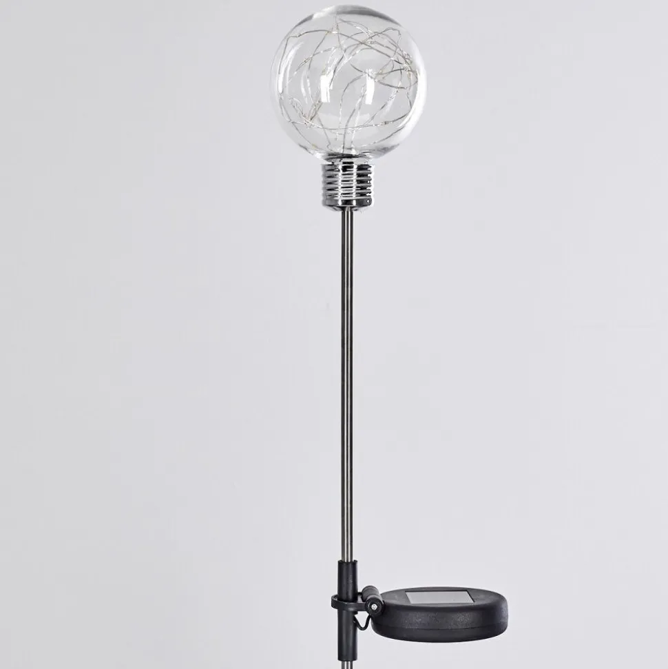 Lampe Solaire Hilda Led Chrome, Transparent, 20 Lumieres