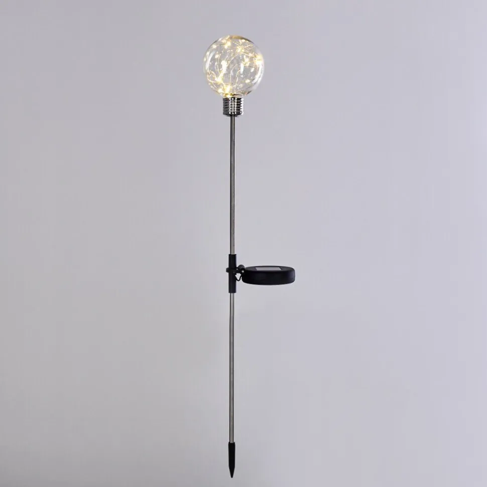 Lampe Solaire Hilda Led Chrome, Transparent, 20 Lumieres