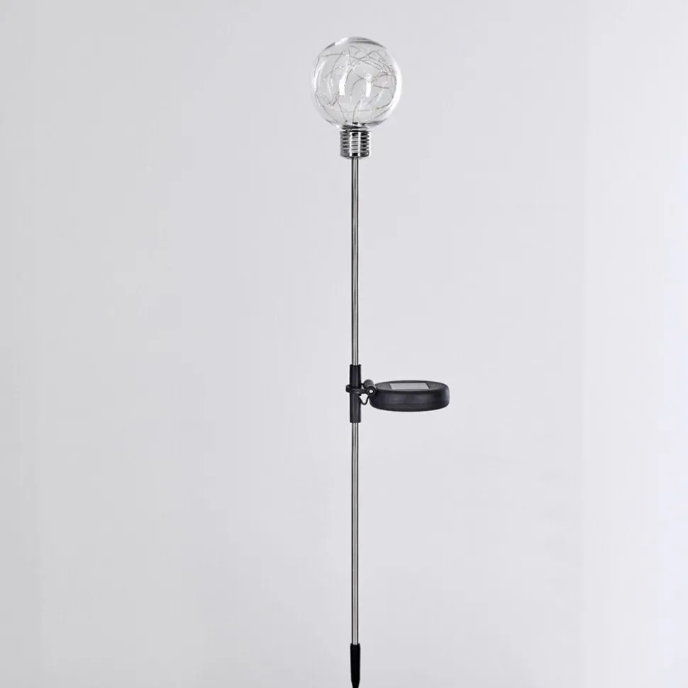 Lampe Solaire Hilda Led Chrome, Transparent, 20 Lumieres