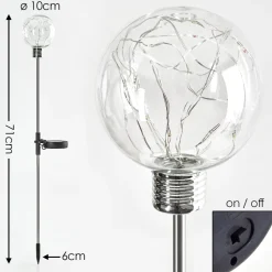 Lampe Solaire Liberec Led Argente, 1 Lumiere, Changeur De Couleurs