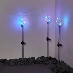 Lampe Solaire Liberec Led Argente, 1 Lumiere, Changeur De Couleurs