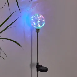 Lampe Solaire Liberec Led Argente, 1 Lumiere, Changeur De Couleurs
