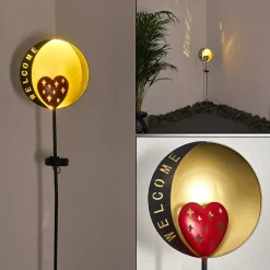 Lampe Solaire Lodz Led Rouge, Noir Dore, 1 Lumiere
