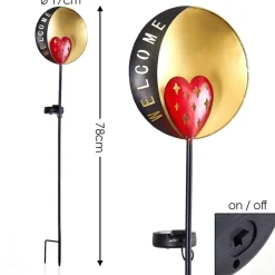 Lampe Solaire Lodz Led Rouge, Noir Dore, 1 Lumiere