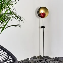 Lampe Solaire Lodz Led Rouge, Noir Dore, 1 Lumiere