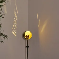 Lampe Solaire Lodz Led Rouge, Noir Dore, 1 Lumiere