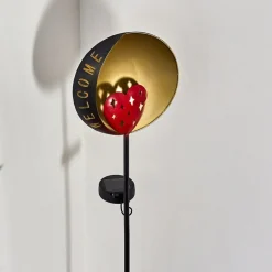 Lampe Solaire Lodz Led Rouge, Noir Dore, 1 Lumiere