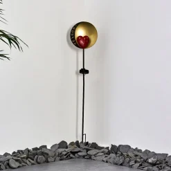 Lampe Solaire Lodz Led Rouge, Noir Dore, 1 Lumiere