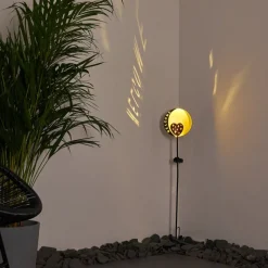Lampe Solaire Lodz Led Rouge, Noir Dore, 1 Lumiere