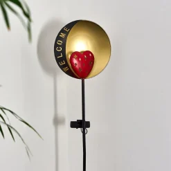 Lampe Solaire Lodz Led Rouge, Noir Dore, 1 Lumiere