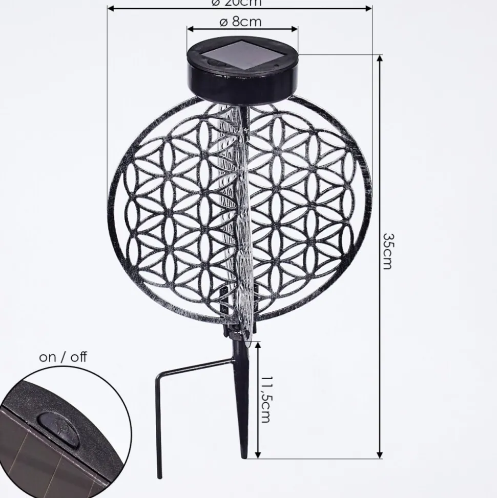 Lampe Solaire Mesan Led Noir, Argente, 1 Lumiere