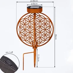 Lampe Solaire Mesan Led Rouille, Noir, 1 Lumiere
