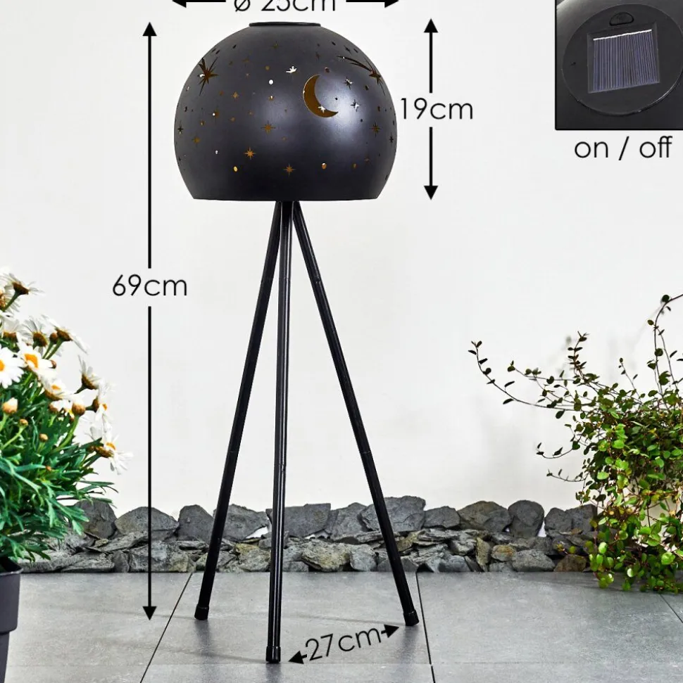 Lampe Solaire Paralia Led Noir, 1 Lumiere