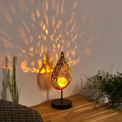 Lampe Solaire Protaras Led Noir Dore, 1 Lumiere