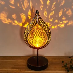 Lampe Solaire Protaras Led Noir Dore, 1 Lumiere