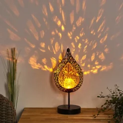 Lampe Solaire Protaras Led Noir Dore, 1 Lumiere