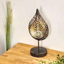 Lampe Solaire Protaras Led Noir Dore, 1 Lumiere