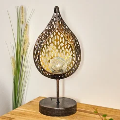 Lampe Solaire Protaras Led Noir Dore, 1 Lumiere