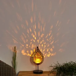 Lampe Solaire Protaras Led Noir Dore, 1 Lumiere