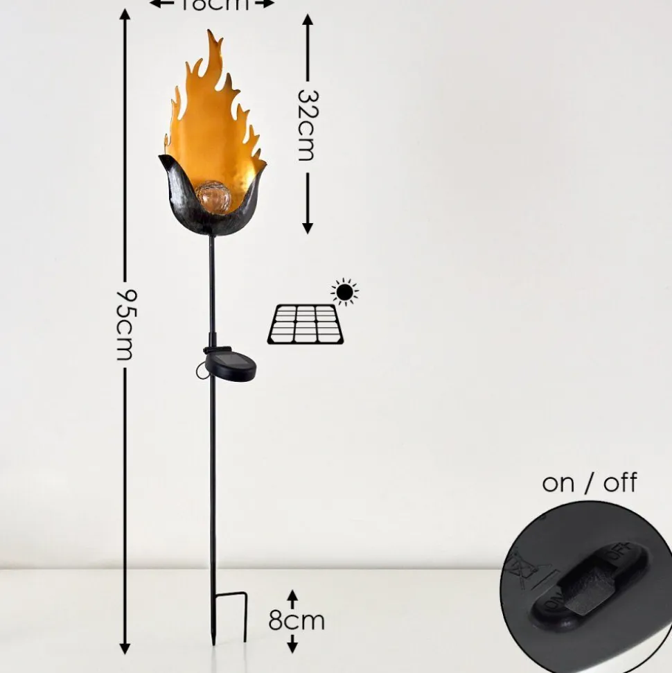 Lampe Solaire Rovinj Led Noir Dore, 1 Lumiere