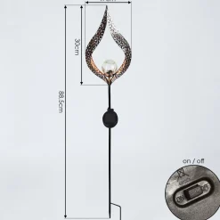 Lampe Solaire Rovinj Led Cuivre, Noir, 1 Lumiere