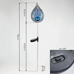 Lampe Solaire Rovinj Led Bleu, Argente, 1 Lumiere