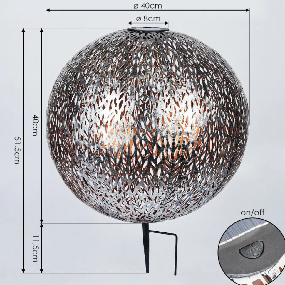 Lampe Solaire Samoao Led Cuivre, Noir, Argente, 1 Lumiere