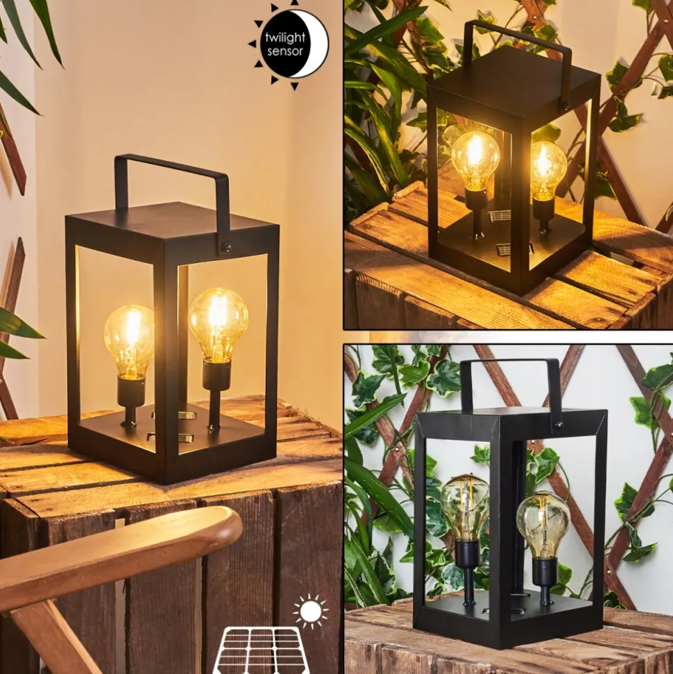Lampe Solaire Sciolze Led Noir, Transparent, 2 Lumieres