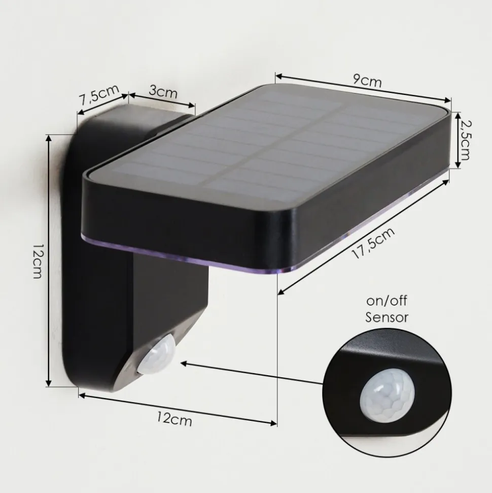 Lampe Solaires Bondarp Led Noir, 1 Lumiere, Detecteur De Mouvement