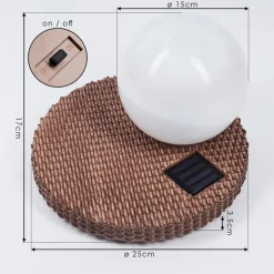 Lampe Solaires Centrache Led Brun, 1 Lumiere