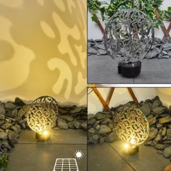 Lampe Solaires Kupa Led Noir, Argente, 2 Lumieres