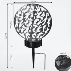 Lampe Solaires Kupa Led Noir, Argente, 2 Lumieres