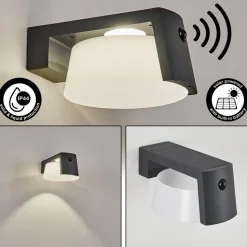 Lampe Solaires Lafite Led Anthracite, 1 Lumiere, Detecteur De Mouvement