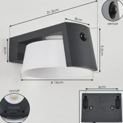 Lampe Solaires Lafite Led Anthracite, 1 Lumiere, Detecteur De Mouvement