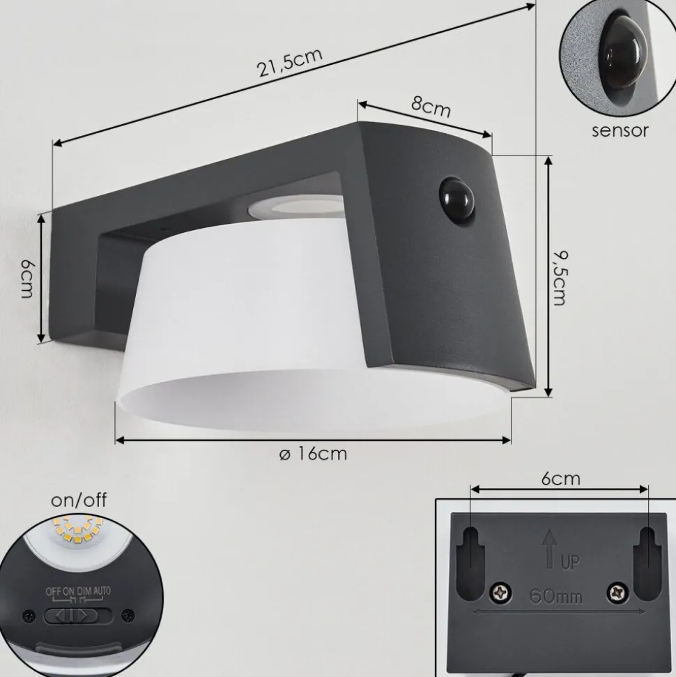 Lampe Solaires Lafite Led Anthracite, 1 Lumiere, Detecteur De Mouvement